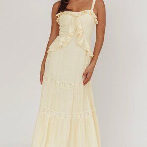 Selfie Leslie Pale Yellow Ruffled Maxi Dress